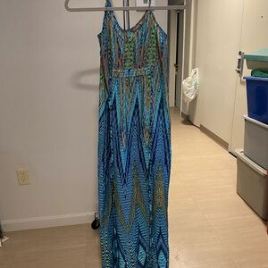 Charlie Jade Vibrant Blue and Green Maxi Dress